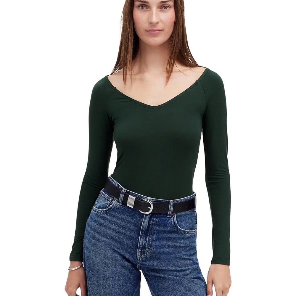 Madewell double v-neck top size large